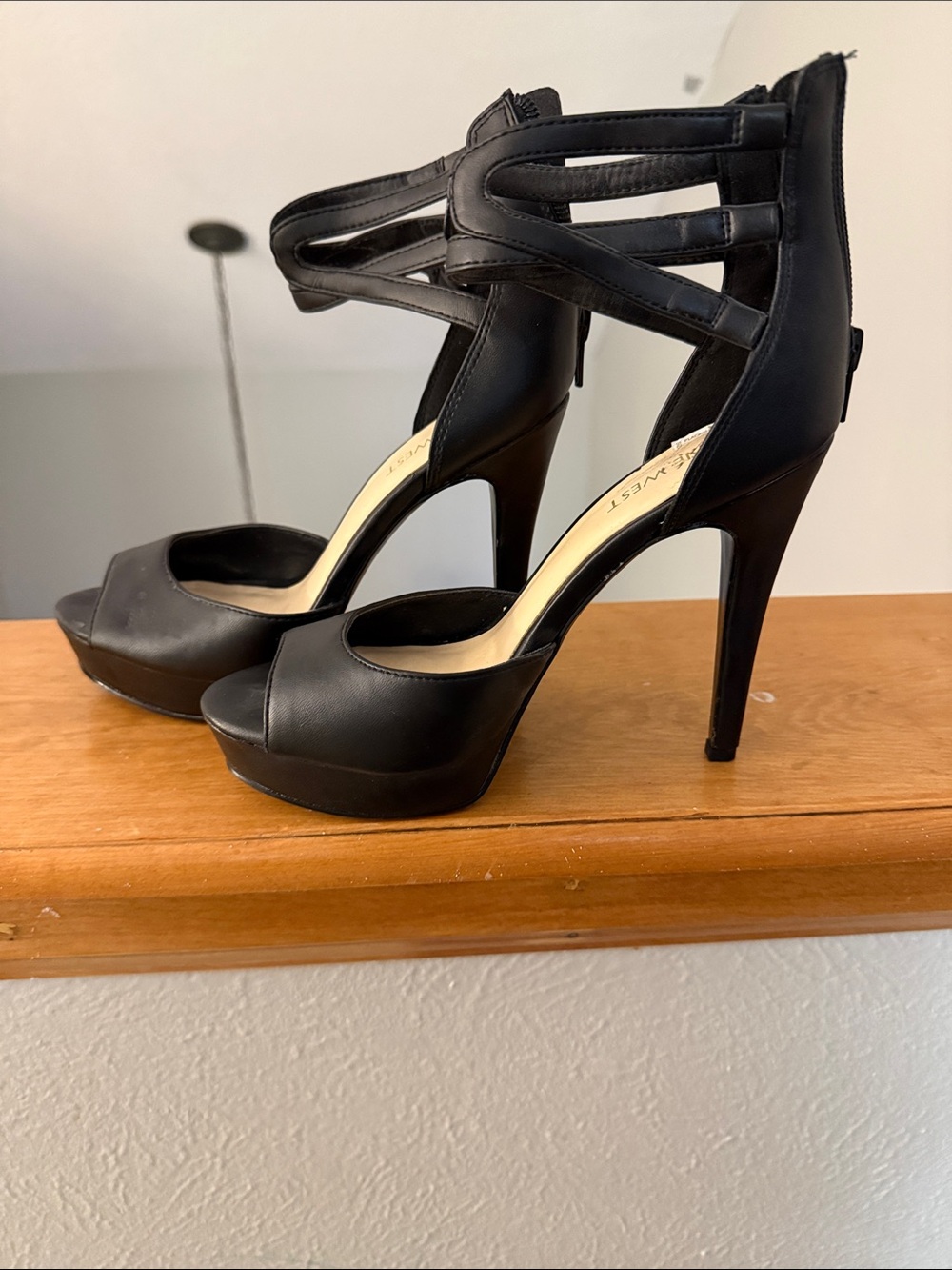 Nine West Black Strappy Platform Stiletto Heels